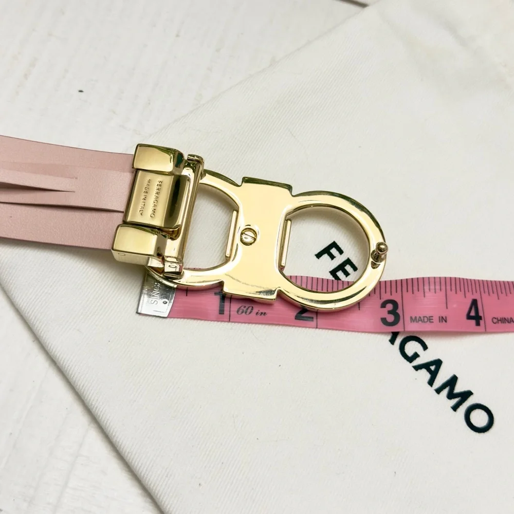Ferragamo Pink Leather Belt Gold Buckle - Cut To Fit size 75-110cm